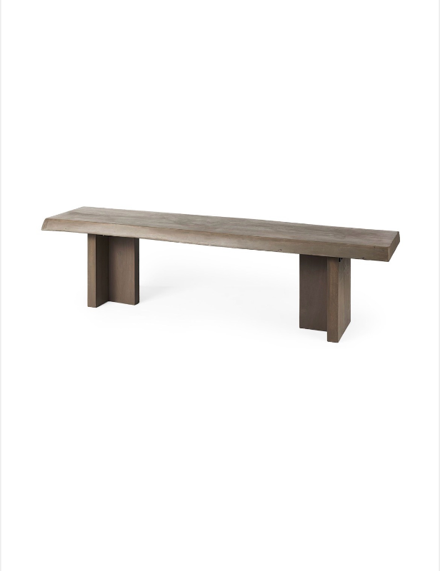 lot 5112074 image: Mercana Konstantin 70.0 x 18.0 x 18.0 Medium Brown Wood w Live Edge Bench 69141 18 H x 70 W x 18 D - Retail $1,269