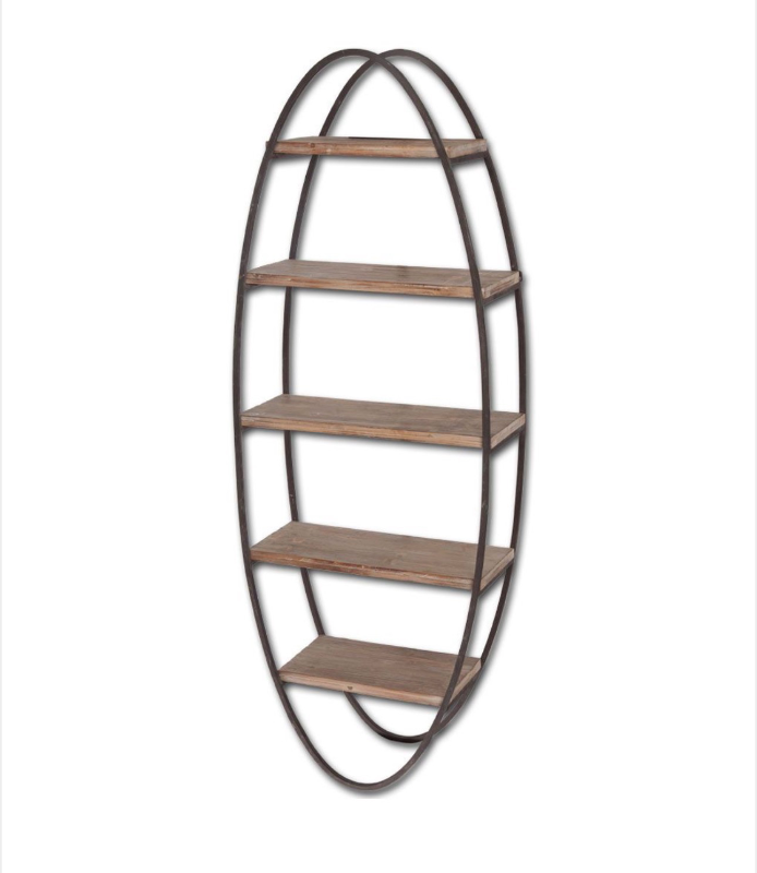 lot 5112093 image: Mercana Metort Wood and Metal Wall Shelf 50097 - Retail $735