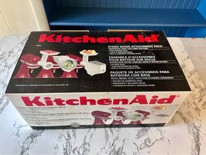lot 126 image: KitchenAid Stand Mixer Attachment Pack Food Grinder Slicer Shredder Strainer