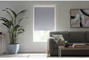 lot 101644 image: Retails for $139 Cut-to-Size Taupe Cordless Blackout Fabric Roller Shade 73.25 in. W x 72 in. L