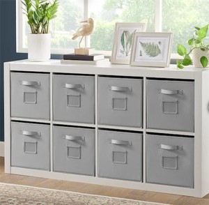 lot 101649 image: Retails for $130 Onin Room Divider with 8 Storage Bins