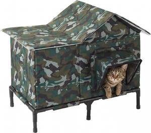 lot 401454 image: Outdoor Cat House Weatherproof with Ice Pack Cooling Pocket, Insulated & Waterproof Feral Cat Shelter, Foldable Pet House with Elevated Base, Windproof for Winter & Summer
