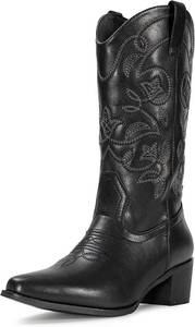 lot 401470 image: IUV Cowboy Boots For Women Pointy Toe Womens Western Boots Cowgirl Boots Mid Calf Boots