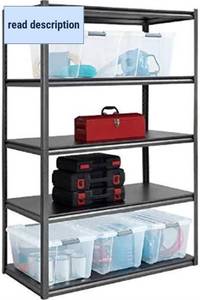lot 201533 image: Retails for $195 Whalen 5-Shelf Heavy Duty Steel Shelving Unit, 48 W x 24 D x 72 H, Black
