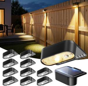 lot 191731 image: JOFIOS Fence Lights Solar Powered 12 Pack, 300040006000K 3 Modes, IP44 Waterproof Solar Deck Lights Outdoor, Dusk to Dawn Solar Step Lights for Outside, Deck, Backyard, Step, Patio, Stair Railings