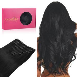 lot 191733 image: WENNALIFE Clip in Hair Extensions Real Human Hair, 18 Inch 120g 7pcs Jet Black Hair Extensions Clip in Human Hair Remy Clip in Hair Extensions Natural Human Hair Extensions Double Weft