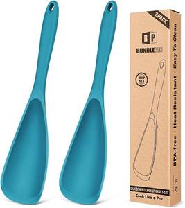 lot 191735 image: Pack of 2 Cooking Spoons for Non Stick Cookware, Multifunction Spatula Spoon BPA-Free, One-Piece Design, Suitable for Scooping, Scraping, Serving and Mixing (BLUE-BLUE)