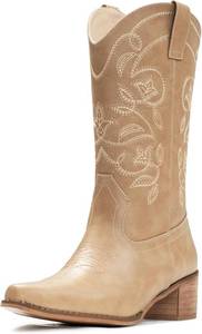 lot 391694 image: IUV Cowboy Boots For Women Pointy Toe Womens Western Boots Cowgirl Boots Mid Calf Boots