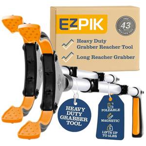 lot 391705 image: EZPIK Pro 43 Foldable Grabber Reacher Tool for Seniors - Grabbers for Elderly Reaching Tool Heavy Duty Pickup Trash Picker Upper Equipment - Claw Grabber Stick for Reaching Aids, Weed Gripper 2-Pack