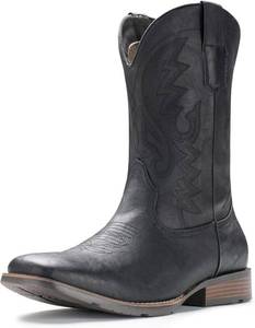 lot 391727 image: IUV Cowboy Boots For Men Suede Square Toe Western Boots Pull On Classic Embroidered Boot
