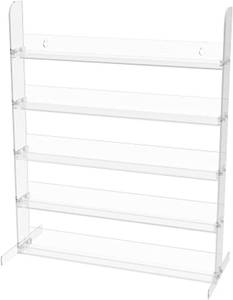 lot 391737 image: FixtureDisplays  15.9 x 20.0 x 7.0 Countertop & Wall Mount Display Rack for Nail Polish, 5 Open Shelves, Acrylic - Clear 19395NEW-NPF