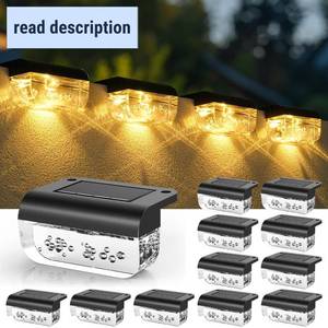 lot 491938 image: Herzila Solar Step Lights Outdoor, 12 Pack Solar Fence Lights, LED Waterproof Deck Lights for Outside, Step, Fence, Deck, Stair, Pool and Yard, Warm White