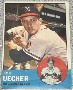 lot 106 image: 1963 Topps Baseball Card #126 - Bob Uecker Milwaukee Braves