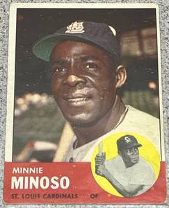 lot 108 image: 1963 Topps Baseball Card #190 - Minnie Minoso St. Louis Cardinals