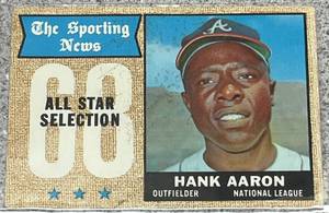 lot 141 image: 1968 Topps Baseball Card #370 - Hank Aaron All-Star Selection