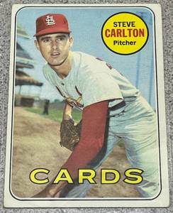 lot 145 image: 1969 Topps Baseball Card #255 - Steve Carlton St. Louis Cardinals