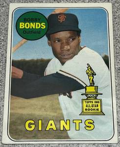 lot 150 image: 1969 Topps Baseball Card #630 - Bobby Bonds Rookie Card San Francisco Giants