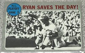 lot 154 image: 1970 Topps Baseball Card #197 - NL Playoff Game 3 Nolan Ryan Saves The Day