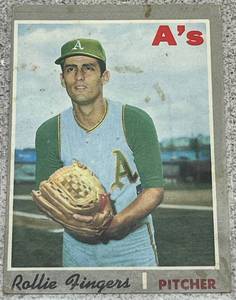 lot 157 image: 1970 Topps Baseball Card #502 - Rollie Fingers Oakland As