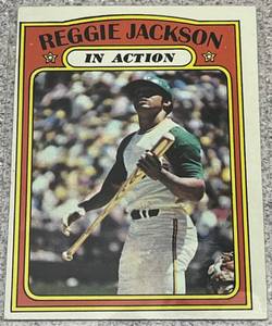 lot 174 image: 1972 Topps Baseball Card #436 - Reggie Jackson In Action