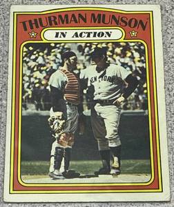 lot 176 image: 1972 Topps Baseball Card #442 - Thurman Munson In Action