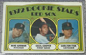 lot 183 image: 1972 Topps Baseball Card #79 - Red Sox Rookie Stars Carlton Fisk, Cecil Cooper, Mike Garman