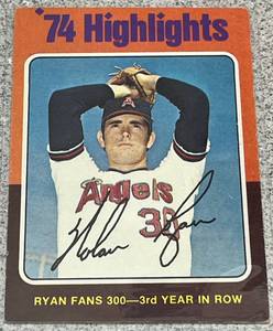 lot 197 image: 1975 Topps Baseball Card #5 - Nolan Ryan 74 Highlights