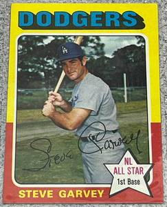 lot 201 image: 1975 Topps Baseball Card #140 - Steve Garvey Los Angeles Dodgers NL All-Star