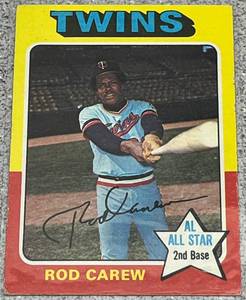 lot 207 image: 1975 Topps Baseball Card #600 - Rod Carew Minnesota Twins AL All Star
