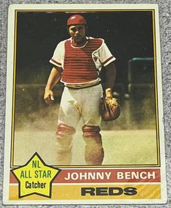 lot 213 image: 1976 Topps Baseball Card #300 - Johnny Bench Cincinnati Reds NL All Star