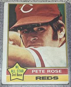 lot 223 image: 1976 Topps Baseball Card #240 - Pete Rose Cincinnati Reds NL All Star