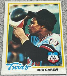 lot 252 image: 1978 Topps Baseball Card #580 - Rod Carew Minnesota Twins AL All Star