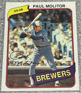 lot 285 image: 1980 Topps Baseball Card #406 - Paul Molitor Milwaukee Brewers