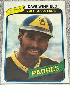 lot 290 image: 1980 Topps Baseball Card #230 - Dave Winfield San Diego Padres NL All-Star