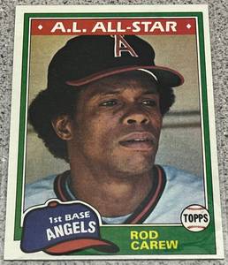 lot 296 image: 1981 Topps Baseball Card #100 - Rod Carew California Angels AL All-Star