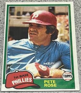 lot 298 image: 1981 Topps Baseball Card #180 - Pete Rose Philadelphia Phillies