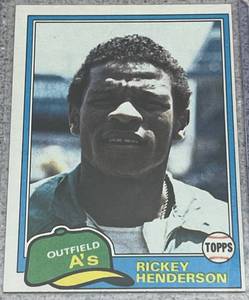 lot 305 image: 1981 Topps Baseball Card #261 - Rickey Henderson Oakland As
