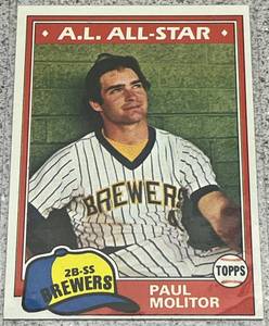 lot 306 image: 1981 Topps Baseball Card #300 - Paul Molitor Milwaukee Brewers AL All-Star