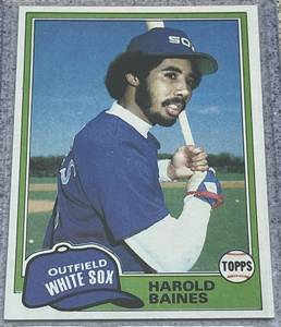 lot 308 image: 1981 Topps Baseball Card #347 - Harold Baines Rookie Chicago White Sox