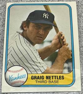 lot 321 image: 1981 Fleer Baseball Card #87 - Graig Nettles Craig Error