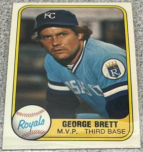 lot 330 image: 1981 Fleer Baseball Card #28 - George Brett MVP Kansas City Royals