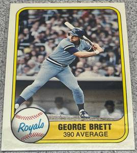 lot 331 image: 1981 Fleer Baseball Card #28 - George Brett 390 Average Kansas City Royals