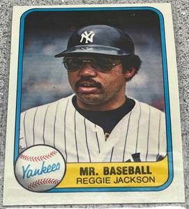 lot 332 image: 1981 Fleer Baseball Card #79 - Reggie Jackson Mr. Baseball New York Yankees