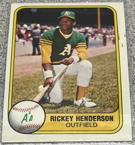lot 335 image: 1981 Fleer Baseball Card #574 - Rickey Henderson Outfield Oakland As