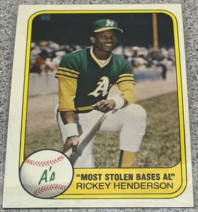 lot 336 image: 1981 Fleer Baseball Card #351 - Rickey Henderson Stolen Bases Oakland As