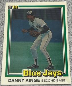 lot 341 image: 1981 Donruss Baseball Card #569 - Danny Ainge Rookie Toronto Blue Jays