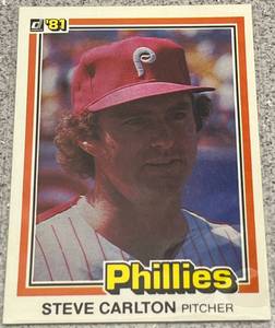 lot 345 image: 1981 Donruss Baseball Card #33 - Steve Carlton Philadelphia Phillies
