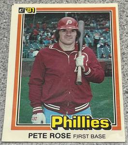 lot 350 image: 1981 Donruss Baseball Card #131 - Pete Rose Philadelphia Phillies
