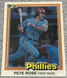 lot 353 image: 1981 Donruss Baseball Card #251 - Pete Rose Philadelphia Phillies