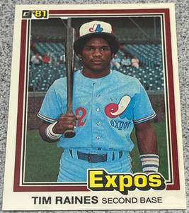 lot 355 image: 1981 Donruss Baseball Card #538 - Tim Raines Rookie Montreal Expos